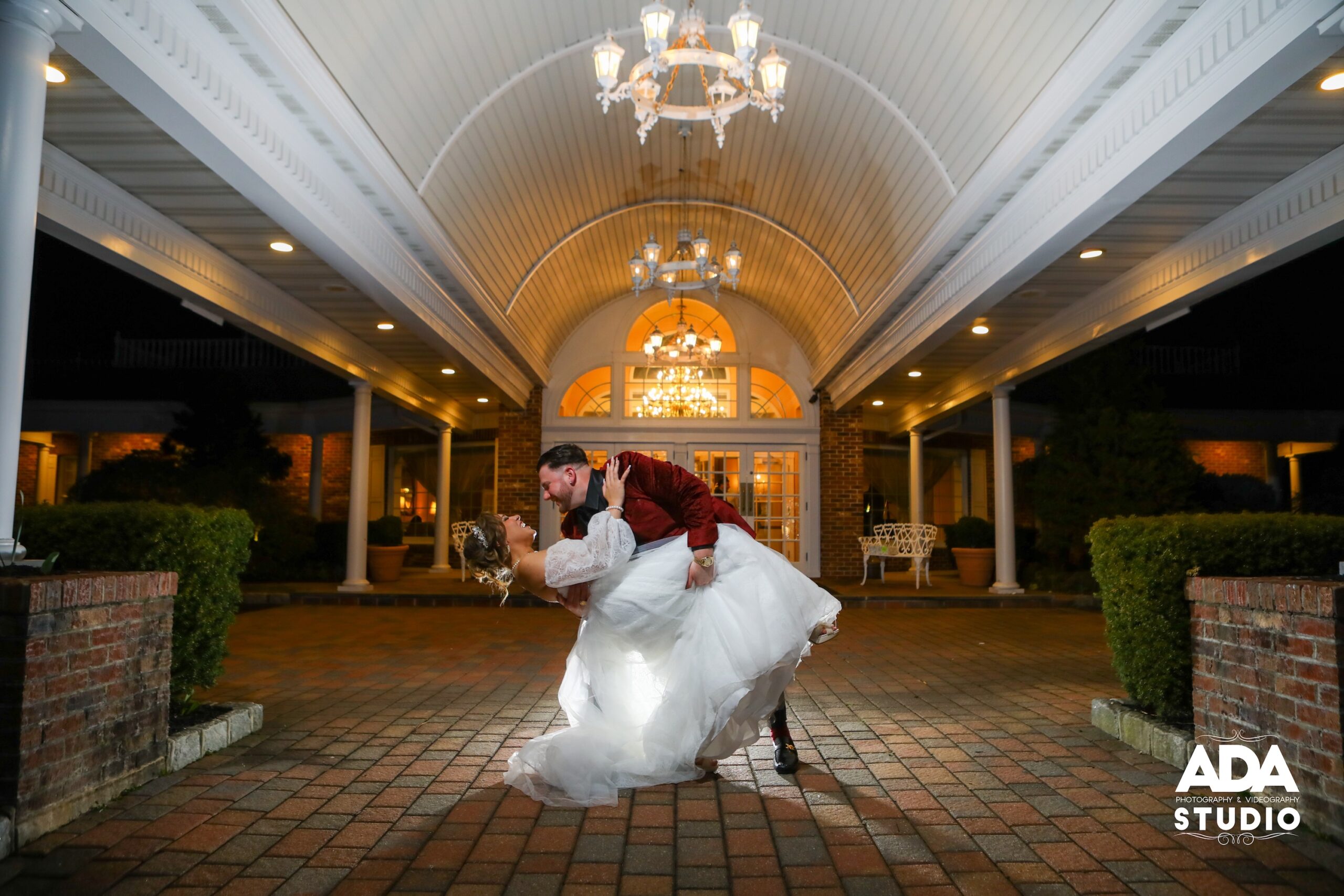 Estate Front Bride and Groom
