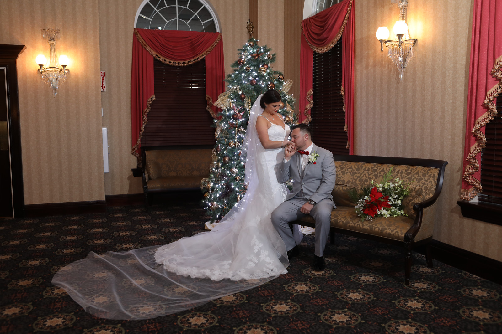 Northampton Lobby- Holiday Bride and Groom