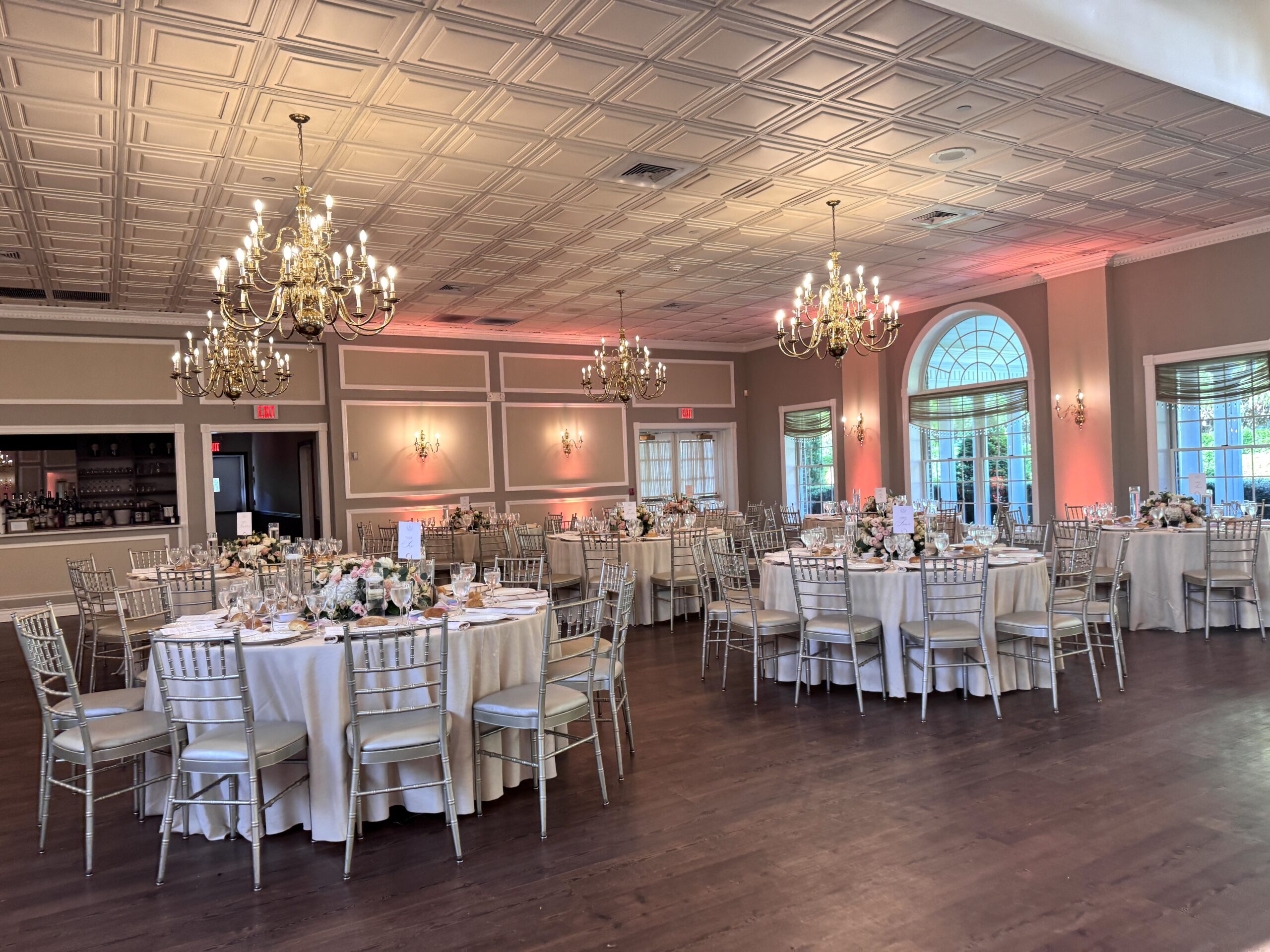 Elegant wedding reception hall setup