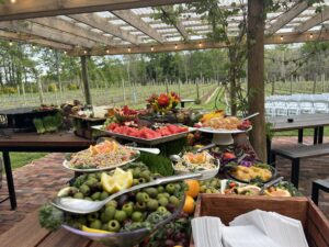 The Vineyard Cocktailfood spread looking out to vines