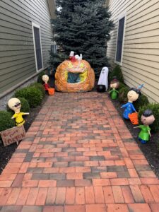 Halloween yard decorations with cartoon figures