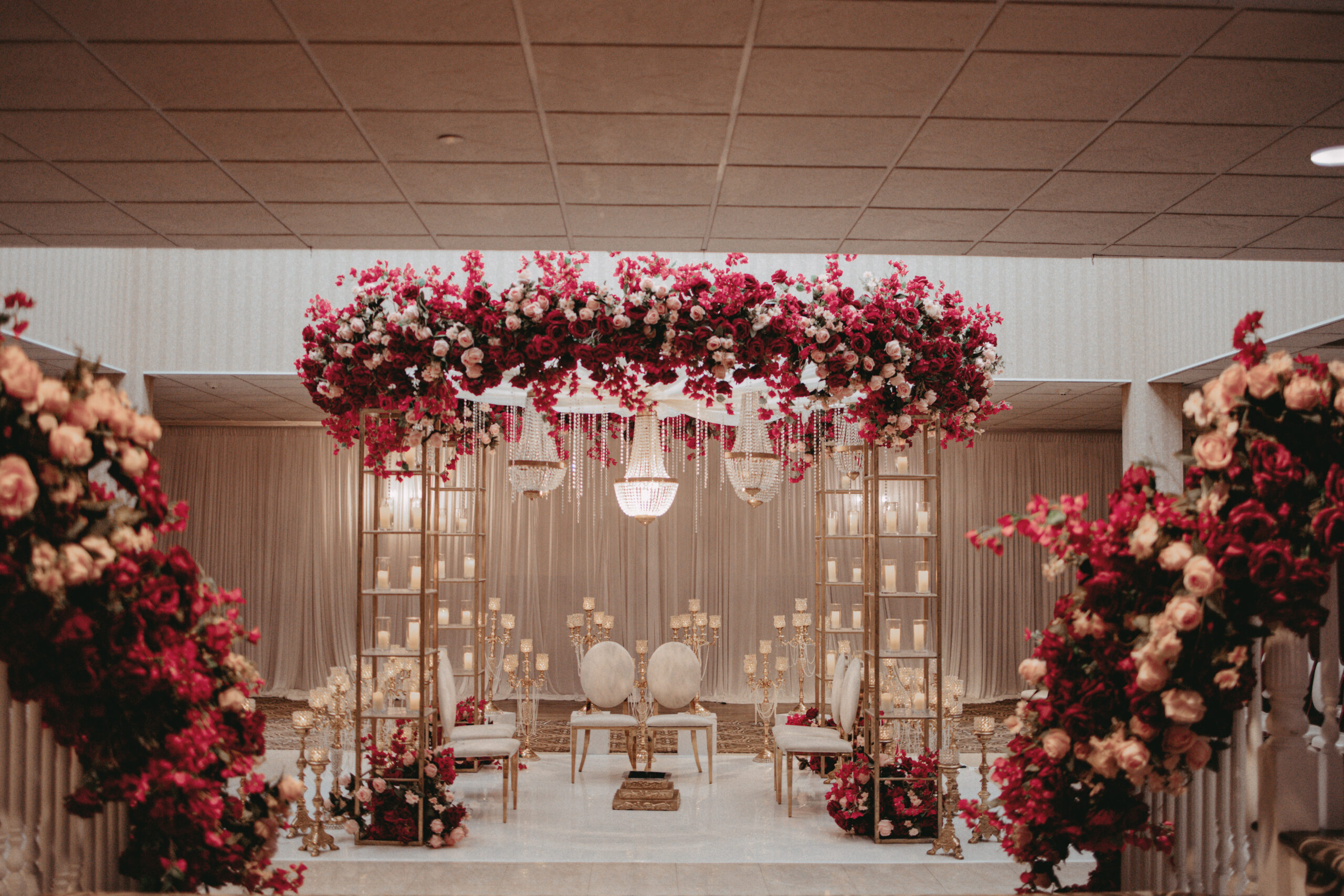 Elegant floral wedding altar setup