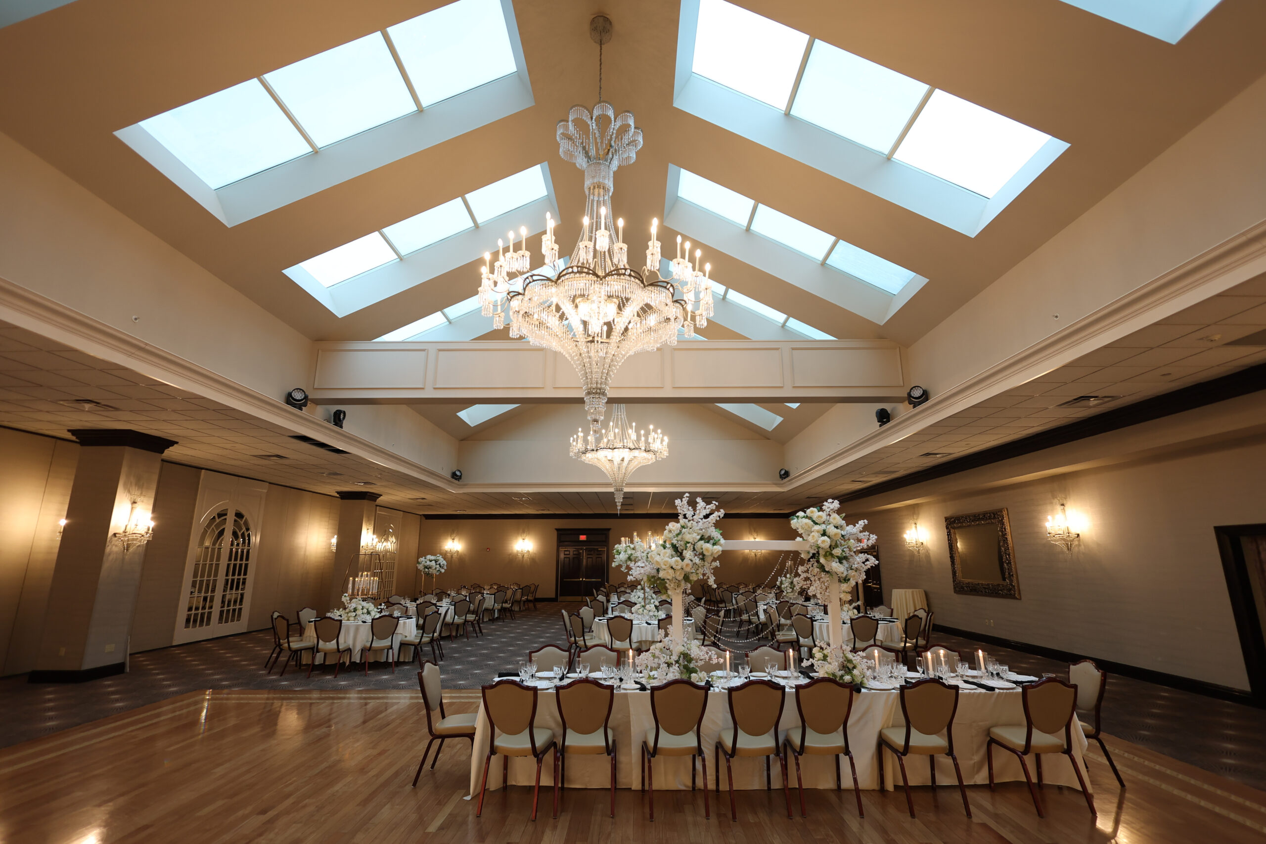 Elegant wedding banquet hall setup