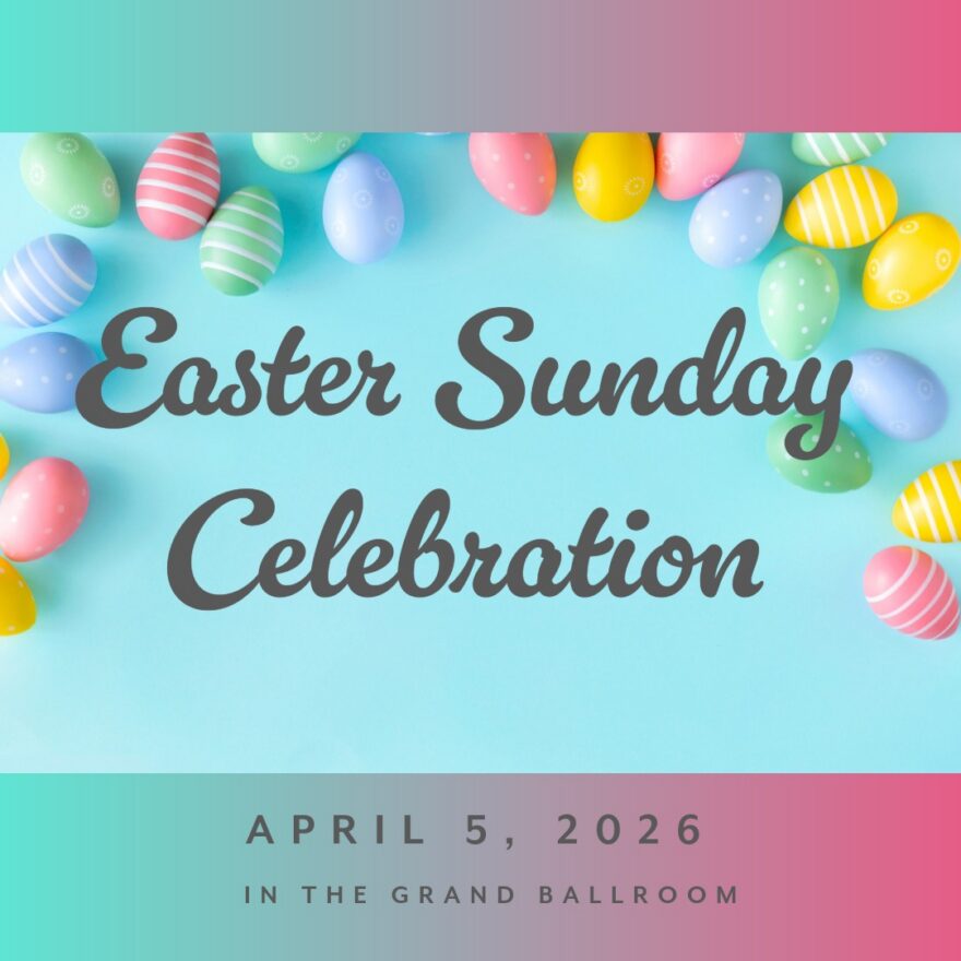 Easter celebration invite with colorful eggs