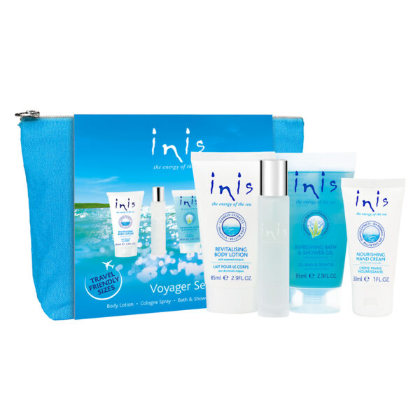Inis travel set with blue bag.