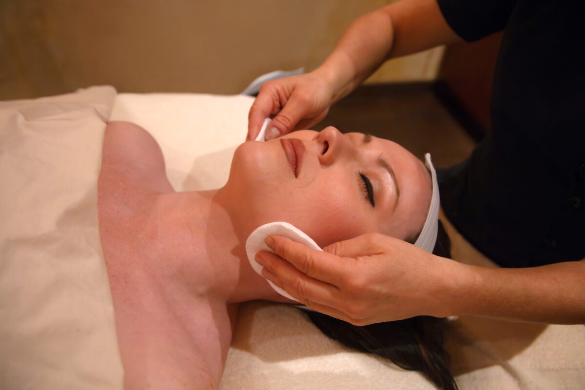 Facial treatment in a spa setting