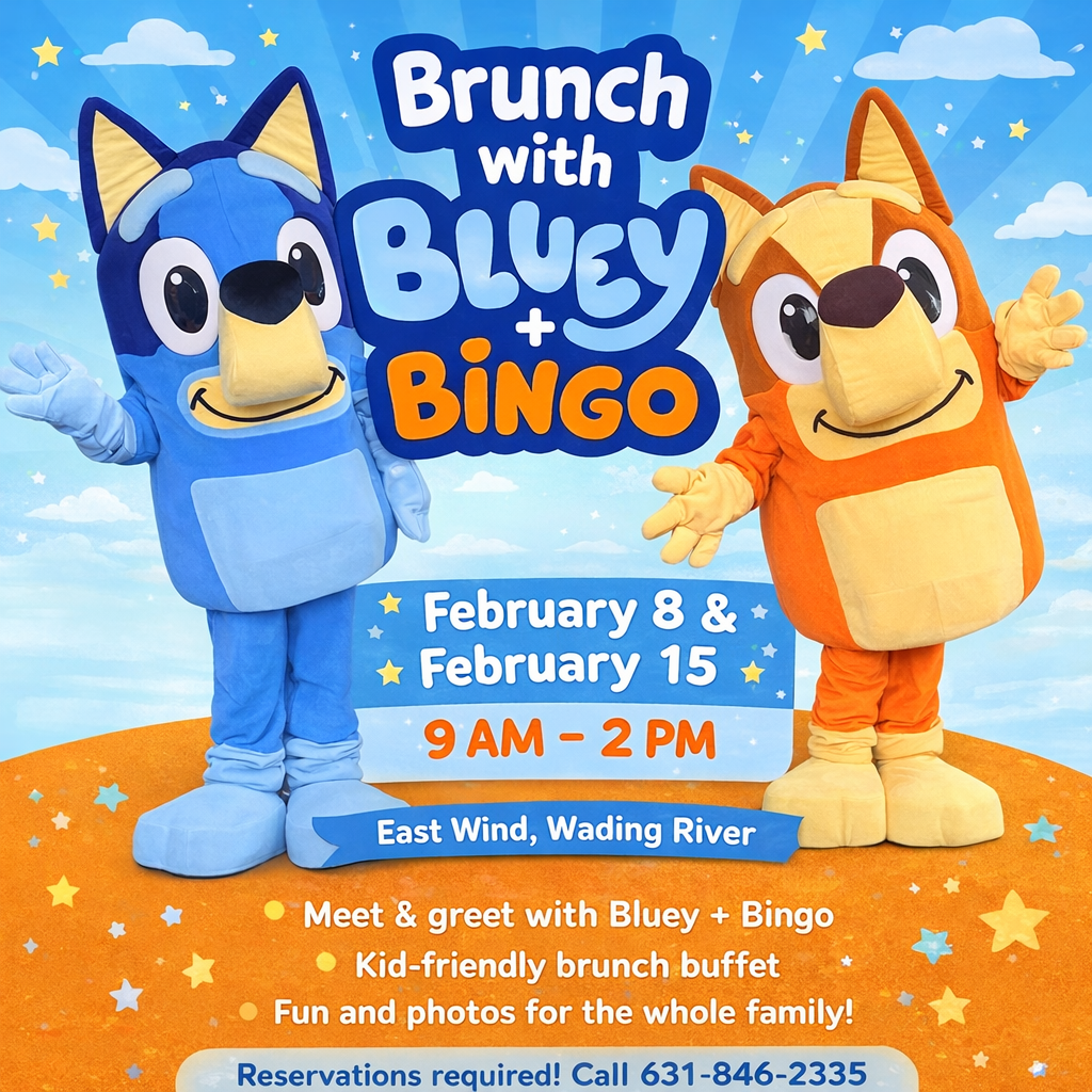 Brunch event with Bluey and Bingo characters.