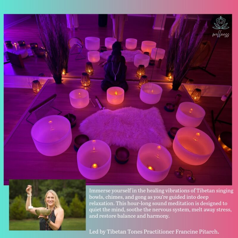 Tibetan singing bowls meditation setup.