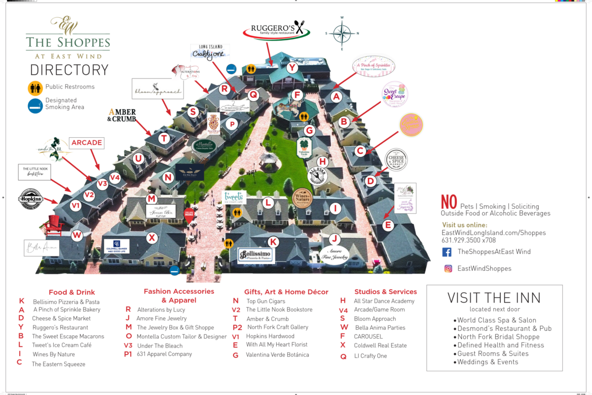Mall directory map with store locations.