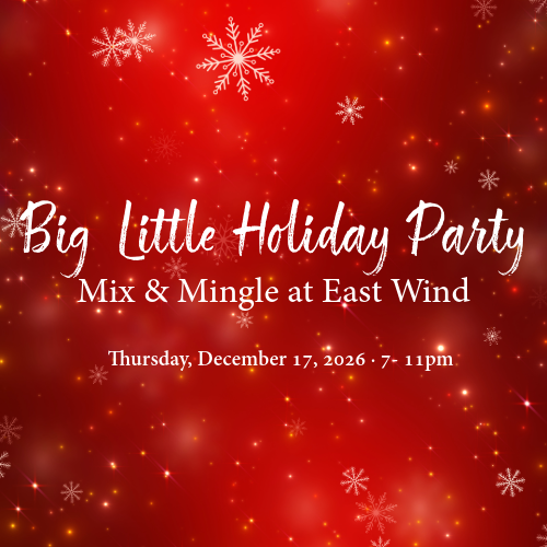Holiday party invite with snowflakes and text